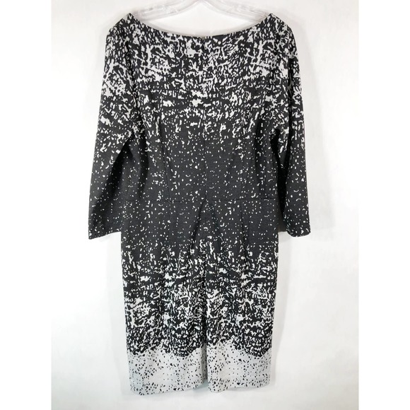 Catherine Malandrino Size 12 Dress Black Gray Shift Knee Length Knit Zip 1384 - Picture 2 of 7